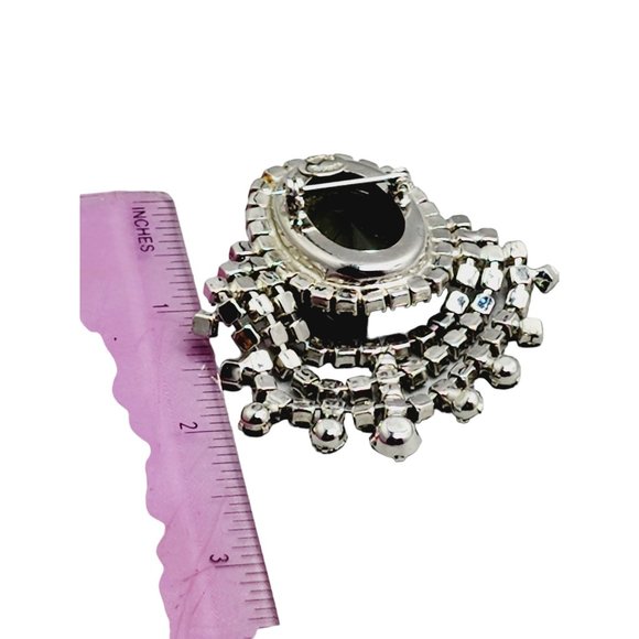 Vintage Hattie Carnegie Black Diamond Rhinestone Fringe Brooch (A1165) - Picture 5 of 6
